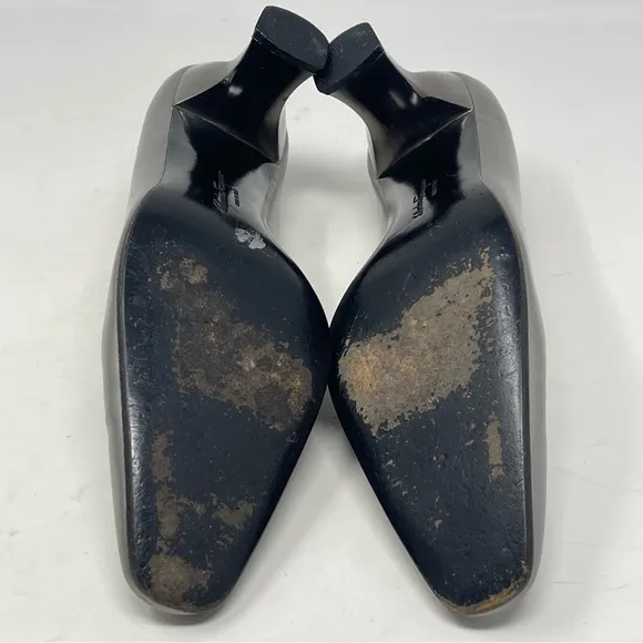 Salvatore Ferragamo Pumps Womens 6 B Metallic Silver Gray Leather Heels Vintage