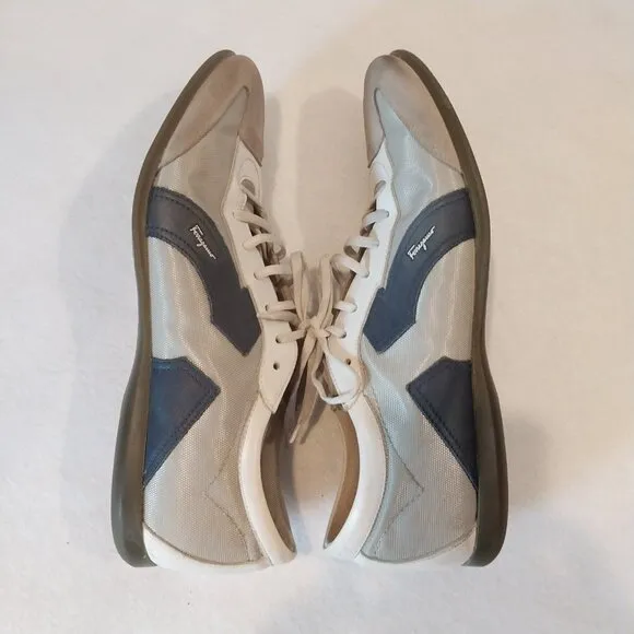 Salvatore Ferragamo Shoes Sneakers Mens 14 White Blue Gray Casual Sport Walking