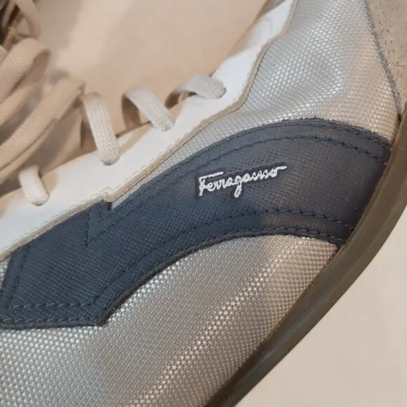 Salvatore Ferragamo Shoes Sneakers Mens 14 White Blue Gray Casual Sport Walking