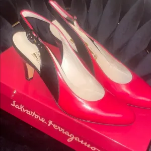 Salvatore Ferragamo Women's Red Slingback Heels vintage new 6.5