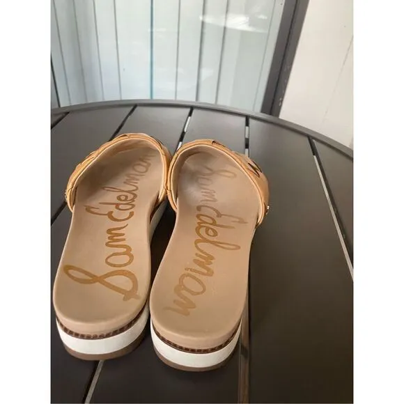 Sam Edelman Adaley Camel Brown Woven Slide Sandals Shoes Size 9M