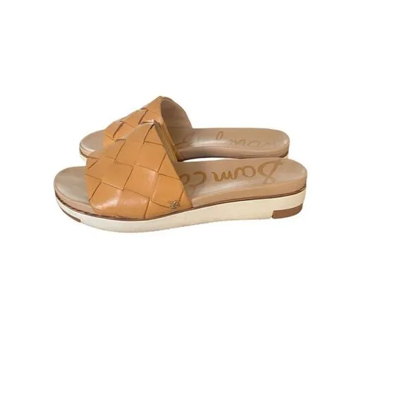 Sam Edelman Adaley Camel Brown Woven Slide Sandals Shoes Size 9M