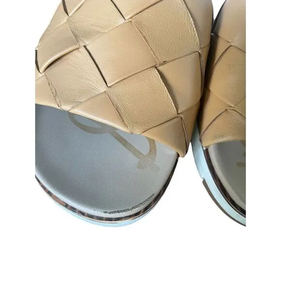 Sam Edelman Adaley Camel Brown Woven Slide Sandals Shoes Size 9M