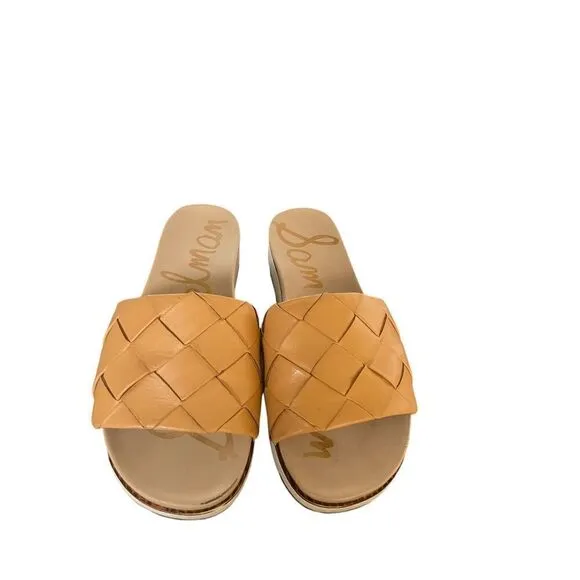 Sam Edelman Adaley Camel Brown Woven Slide Sandals Shoes Size 9M