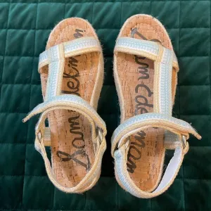 Sam Edelman Blue and Tan Platform sandals