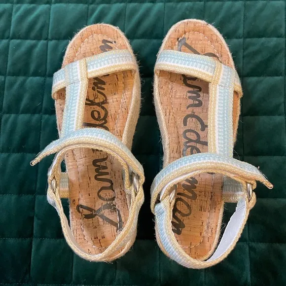 Sam Edelman Blue and Tan Platform sandals