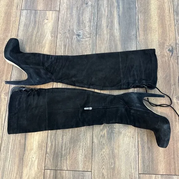 Sam Edelman Kayla Over-the-Knee Boots Suede Black 8 M US T1
