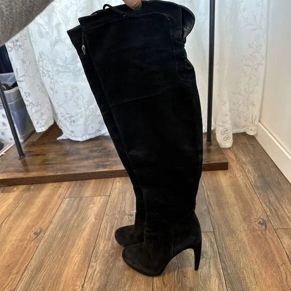 Sam Edelman Kayla Over-the-Knee Boots Suede Black 8 M US T1