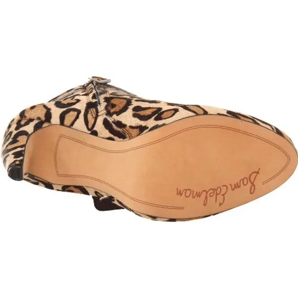 Sam Edelman Keegan Leopard Animal Print Black Tan Calf Hair Fringe Boots