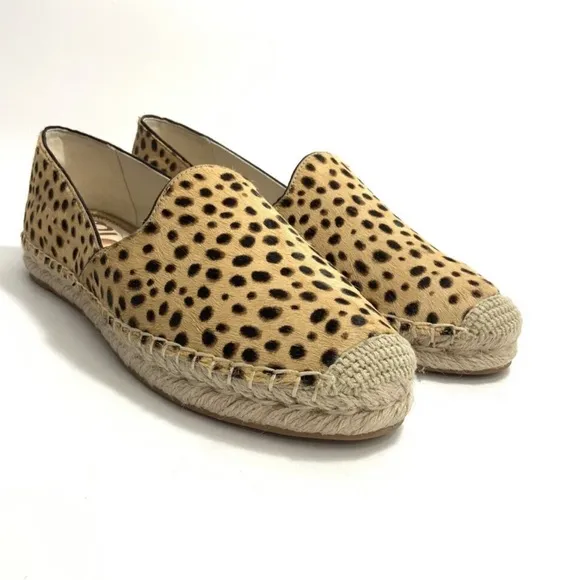 Sam Edelman Kesia Calf Hair Cheetah Print Espadrille Slip On Shoes Size 11 EUC