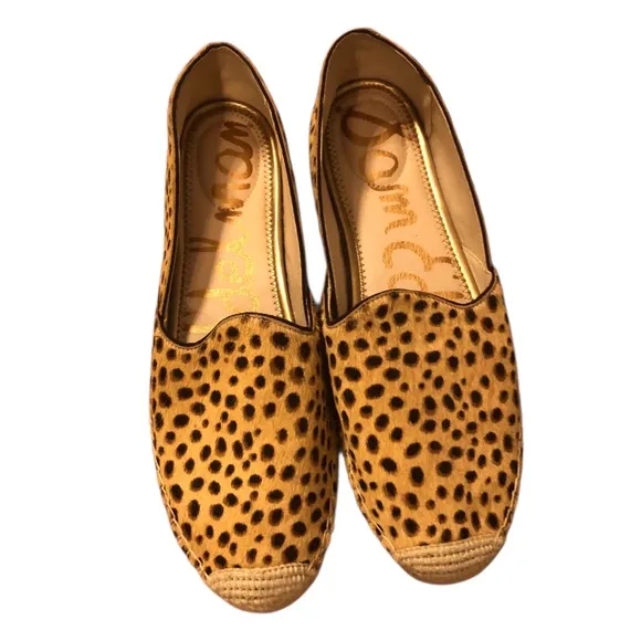 Sam Edelman Kesia Calf Hair Cheetah Print Espadrille Slip On Shoes Size 11 EUC