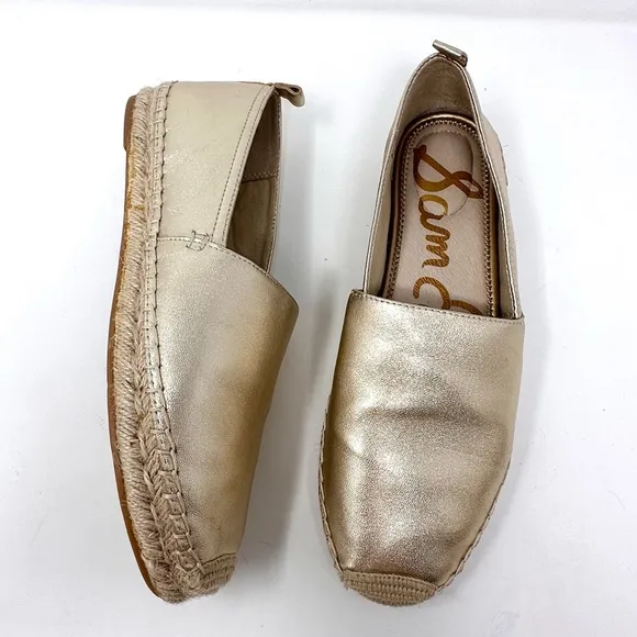 Sam Edelman Khloe Women Gold Metallic Espadrille Flat