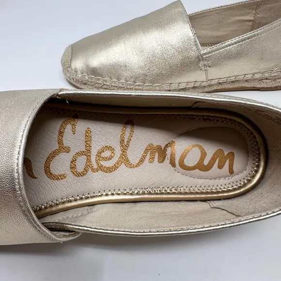 Sam Edelman Khloe Women Gold Metallic Espadrille Flat