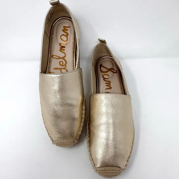 Sam Edelman Khloe Women Gold Metallic Espadrille Flat