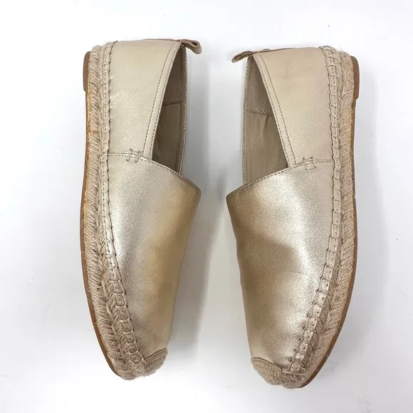 Sam Edelman Khloe Women Gold Metallic Espadrille Flat