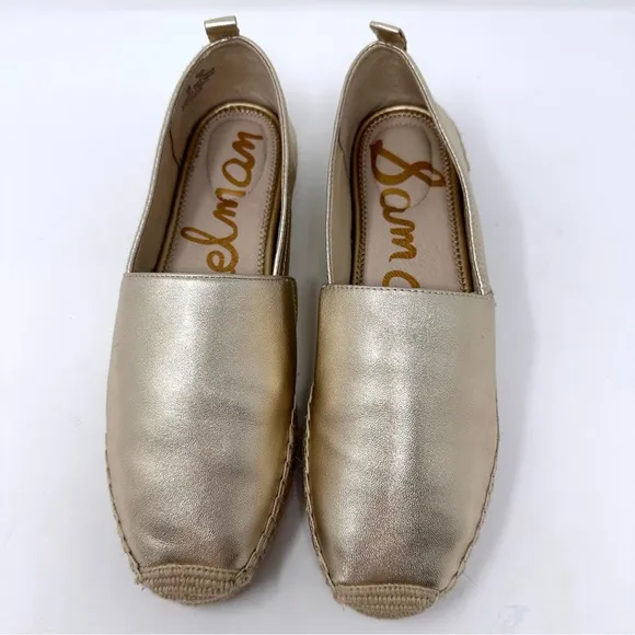 Sam Edelman Khloe Women Gold Metallic Espadrille Flat