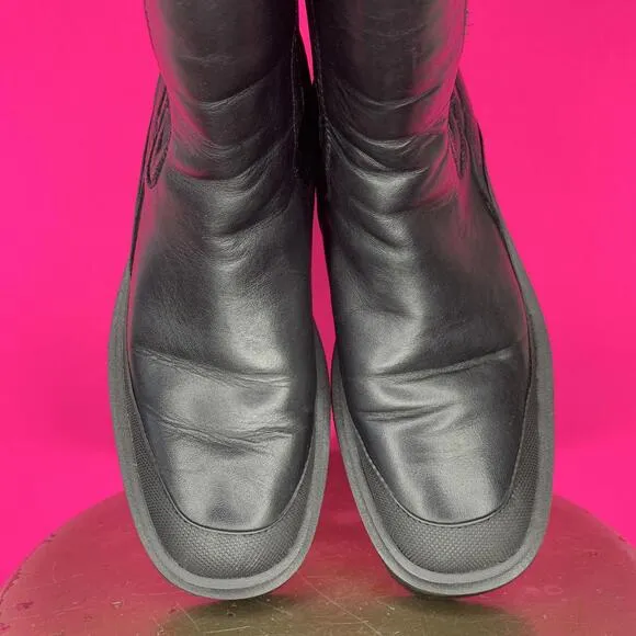 Sam Edelman Lulia Black Leather Chunky Platform High Ankle Chelsea Boot Sz 8