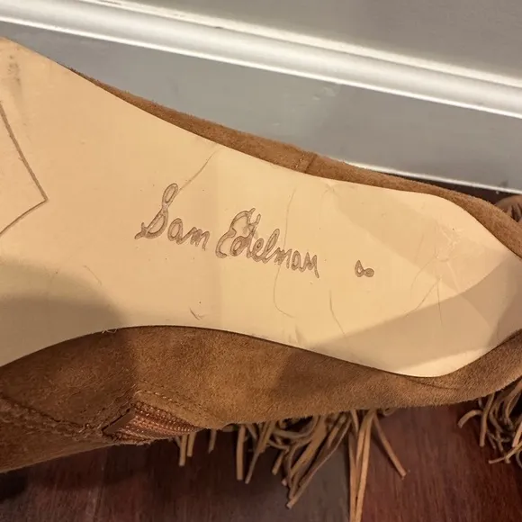 Sam Edelman Tan Fringe Ankle Boots