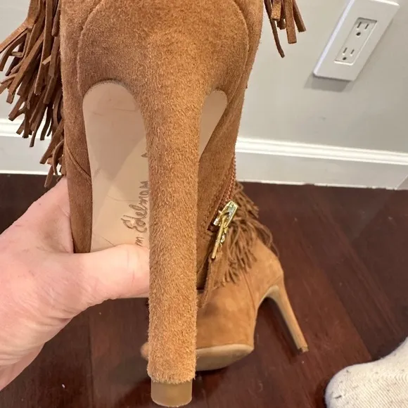 Sam Edelman Tan Fringe Ankle Boots