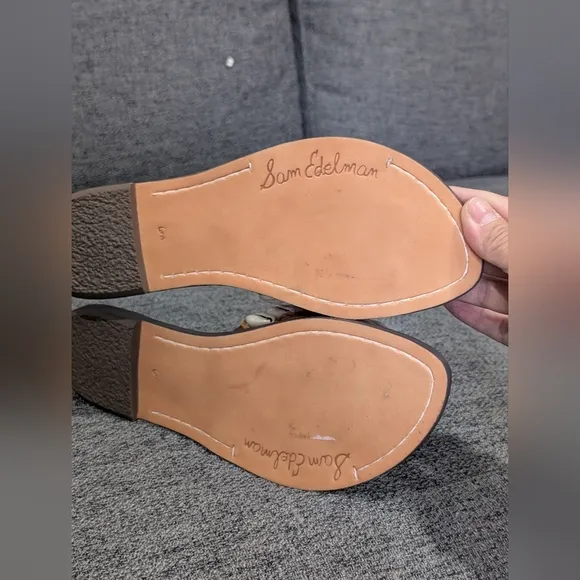 Sam Edelman Tan Slide Sandals with Woven Detail