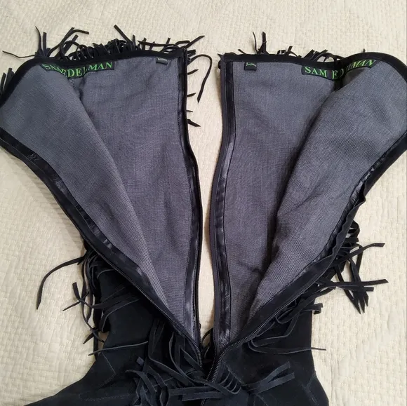 Sam Edelman URI Fringe Black Suede Over the Knee Boots 7,5