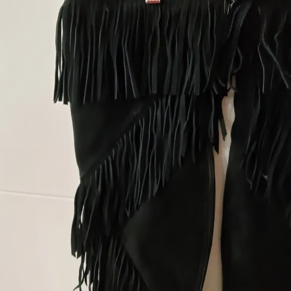 Sam Edelman URI Fringe Black Suede Over the Knee Boots 7,5