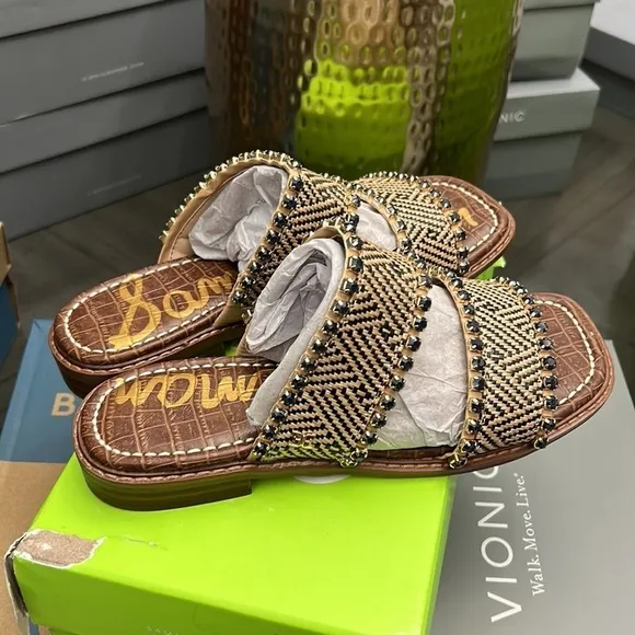 SAM EDELMAN Women's Hopie Rhinestone Slide Sandals