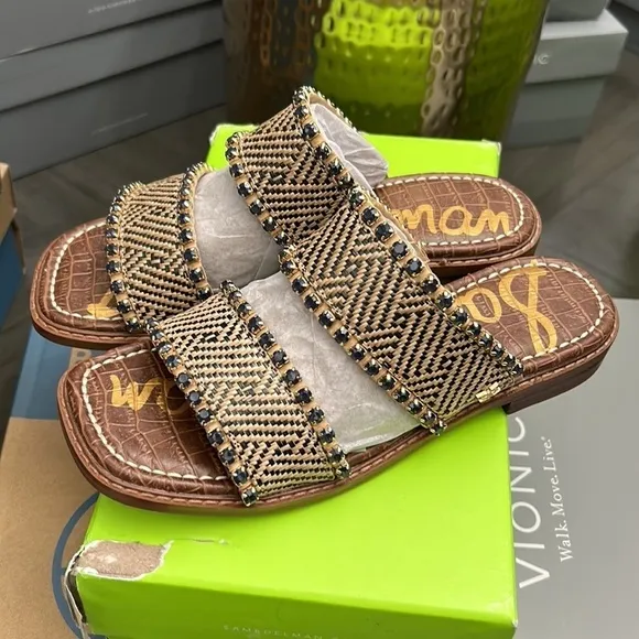 SAM EDELMAN Women's Hopie Rhinestone Slide Sandals