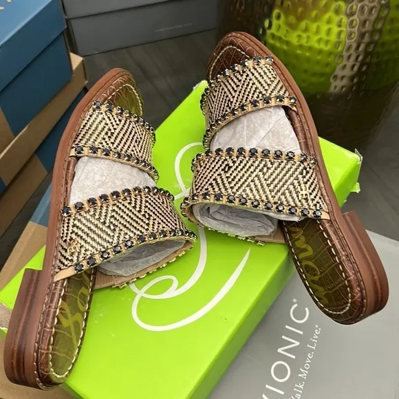 SAM EDELMAN Women's Hopie Rhinestone Slide Sandals