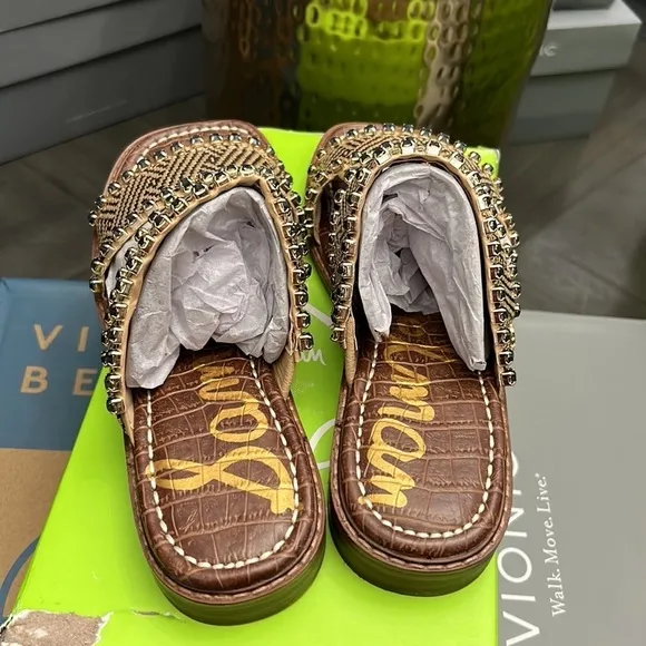 SAM EDELMAN Women's Hopie Rhinestone Slide Sandals