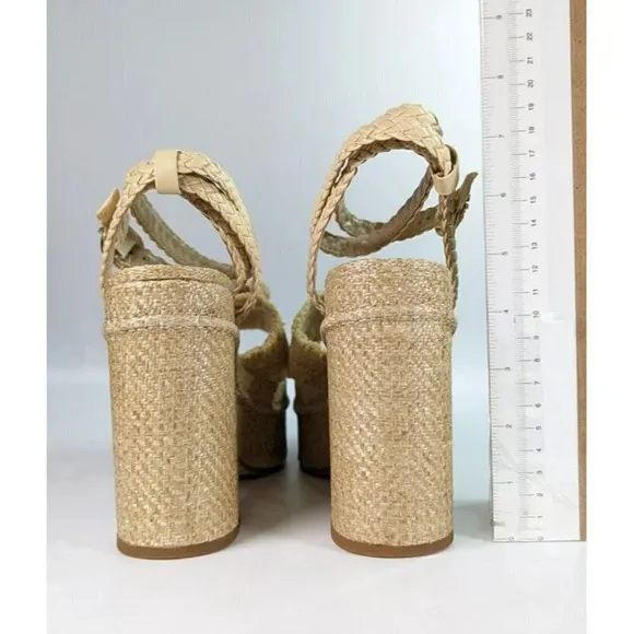 Sam Edelman Women's Tate Woven Raffia Ankle-Strap Platform Size 9 (MSRP $170)
