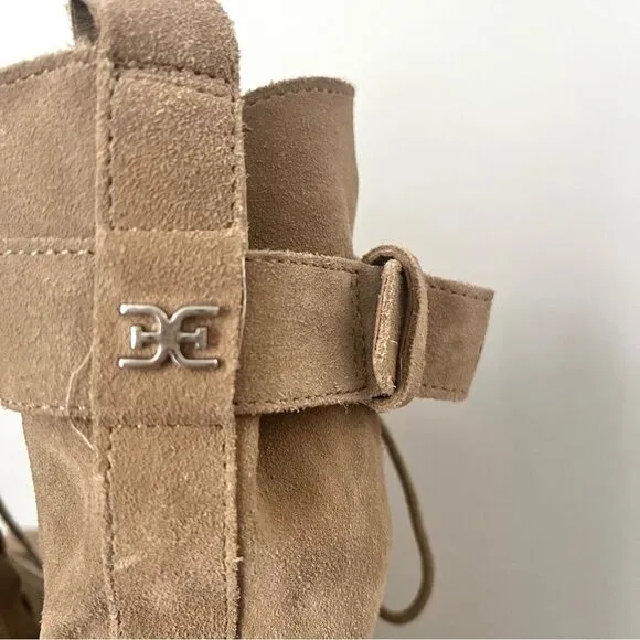 Sam Edelman Junip Suede Combat Boots with Side Zip and Buckle 10 Tan NWOB