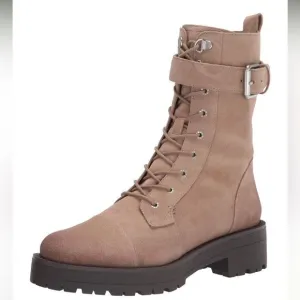 Sam Edelman Junip Suede Combat Boots with Side Zip and Buckle 10 Tan NWOB