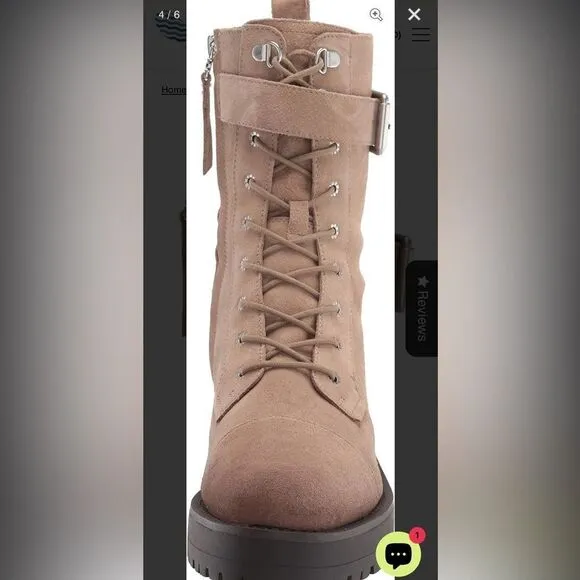 Sam Edelman Junip Suede Combat Boots with Side Zip and Buckle 10 Tan NWOB