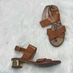 Sam Edelman Teena 2 Saddle Cognac Leather Woven Strap Sandals Sz 7