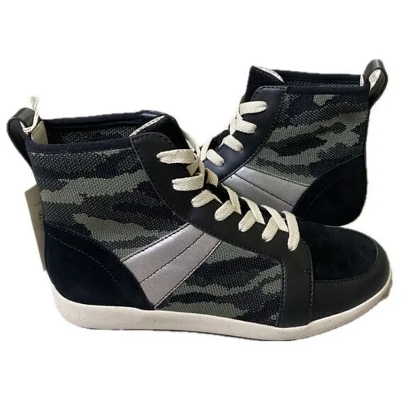 Sanctuary NEW High Top Sneaker Boots Major Mixed Media Camo Leather Shoes Sz 6.5