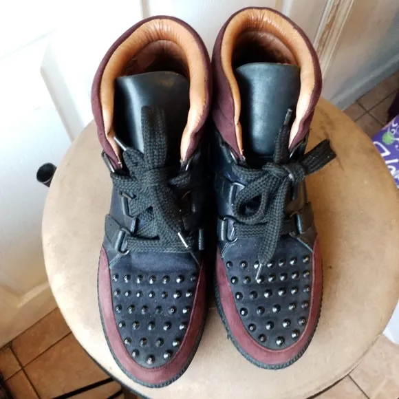 SANDRO Albatorock purple Leather high top studded Sneakers 10