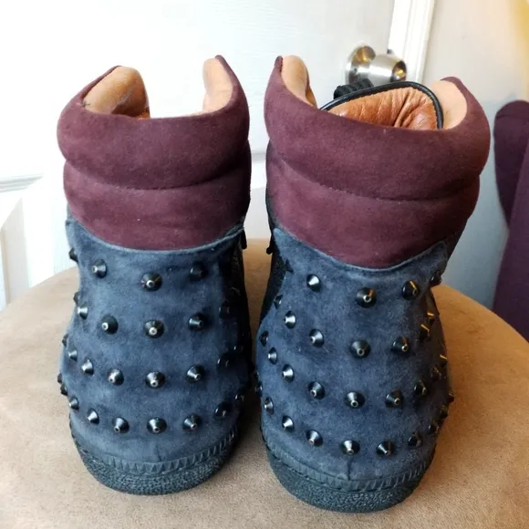 SANDRO Albatorock purple Leather high top studded Sneakers 10