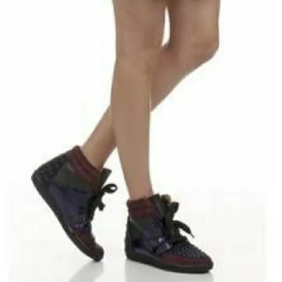 SANDRO Albatorock purple Leather high top studded Sneakers 10