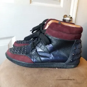 SANDRO Albatorock purple Leather high top studded Sneakers 10