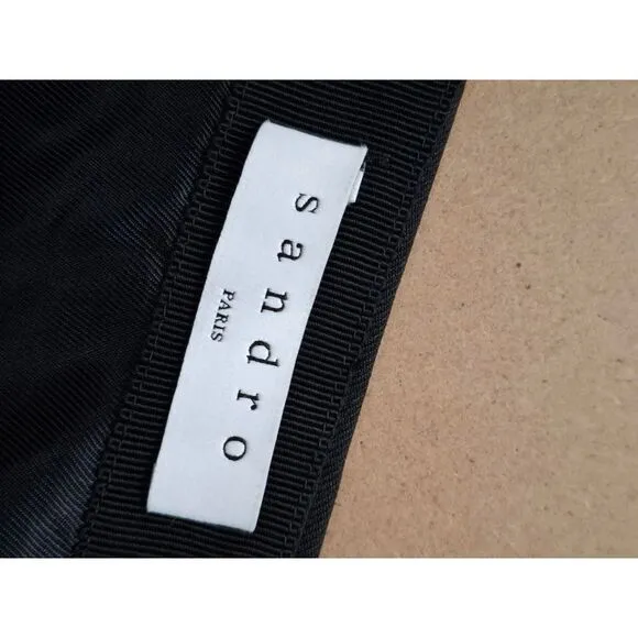 Sandro Paris Lace Trim Mini Skirt in Black Polyester