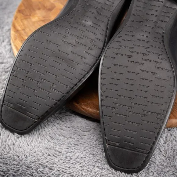 Santoni Black Leather Apron Toe Italian Oxford Size 9 D Orange Lined Classic