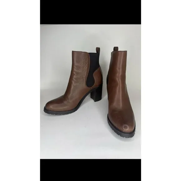 Sartore Paris Brown Leather Ankle Chelsea Vibram Heel Booties Women’s 38EU/7M US