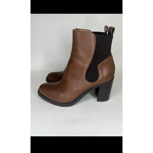Sartore Paris Brown Leather Ankle Chelsea Vibram Heel Booties Women’s 38EU/7M US