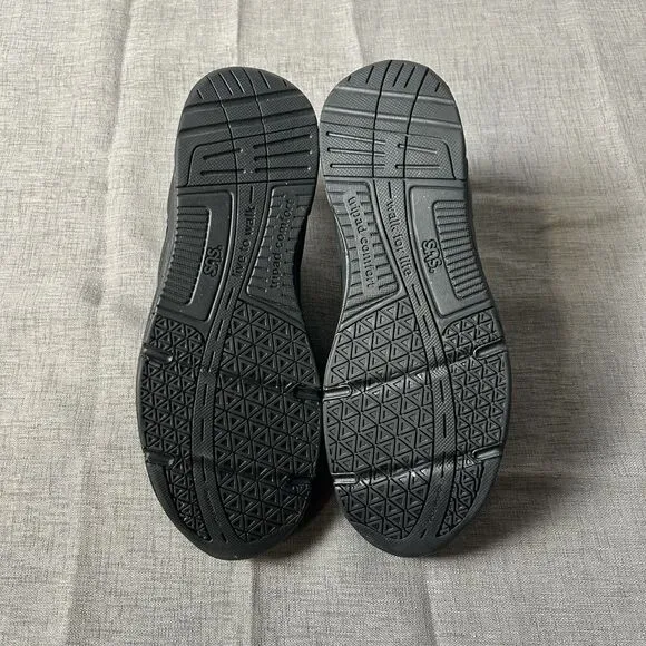 SAS JV Mesh Mens 8.5M Black Suede Active Walking Double Straps Shoes Tripad
