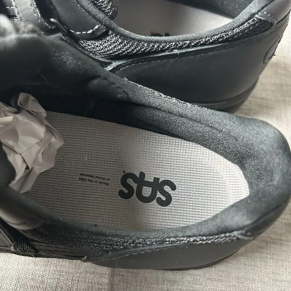 SAS JV Mesh Mens 8.5M Black Suede Active Walking Double Straps Shoes Tripad