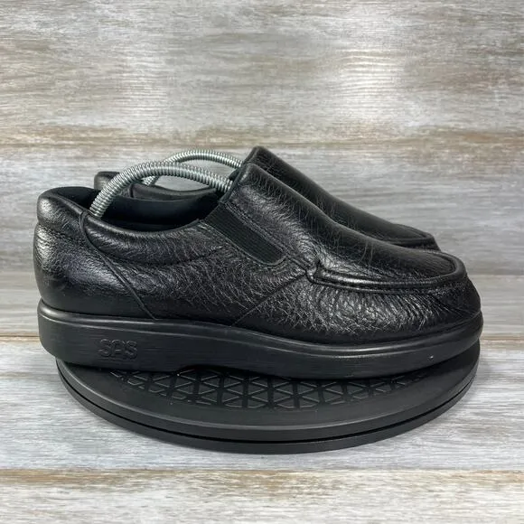 SAS Men's Side Gore Black Leather Slip On Loafer Walking Shoes Size 9.5