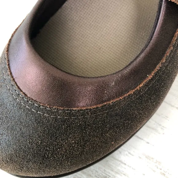 SAS Step Out Brown Leather Comfort Walking Mary Jane Shoes 8 DOUBLE WIDE