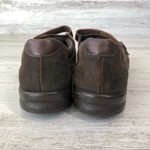 SAS Step Out Brown Leather Comfort Walking Mary Jane Shoes 8 DOUBLE WIDE