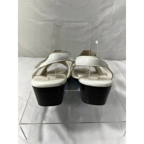 SAS Tripad Comfort Suntimer White Leather Low Heel Sandals Women Size 9 W